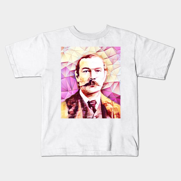 Arthur Conan Doyle Pink Portrait | Arthur Conan Doyle Artwork 13 Kids T-Shirt by JustLit